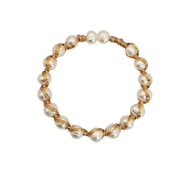 Bliss Freshwater Pearl Adjustable Cuff - White